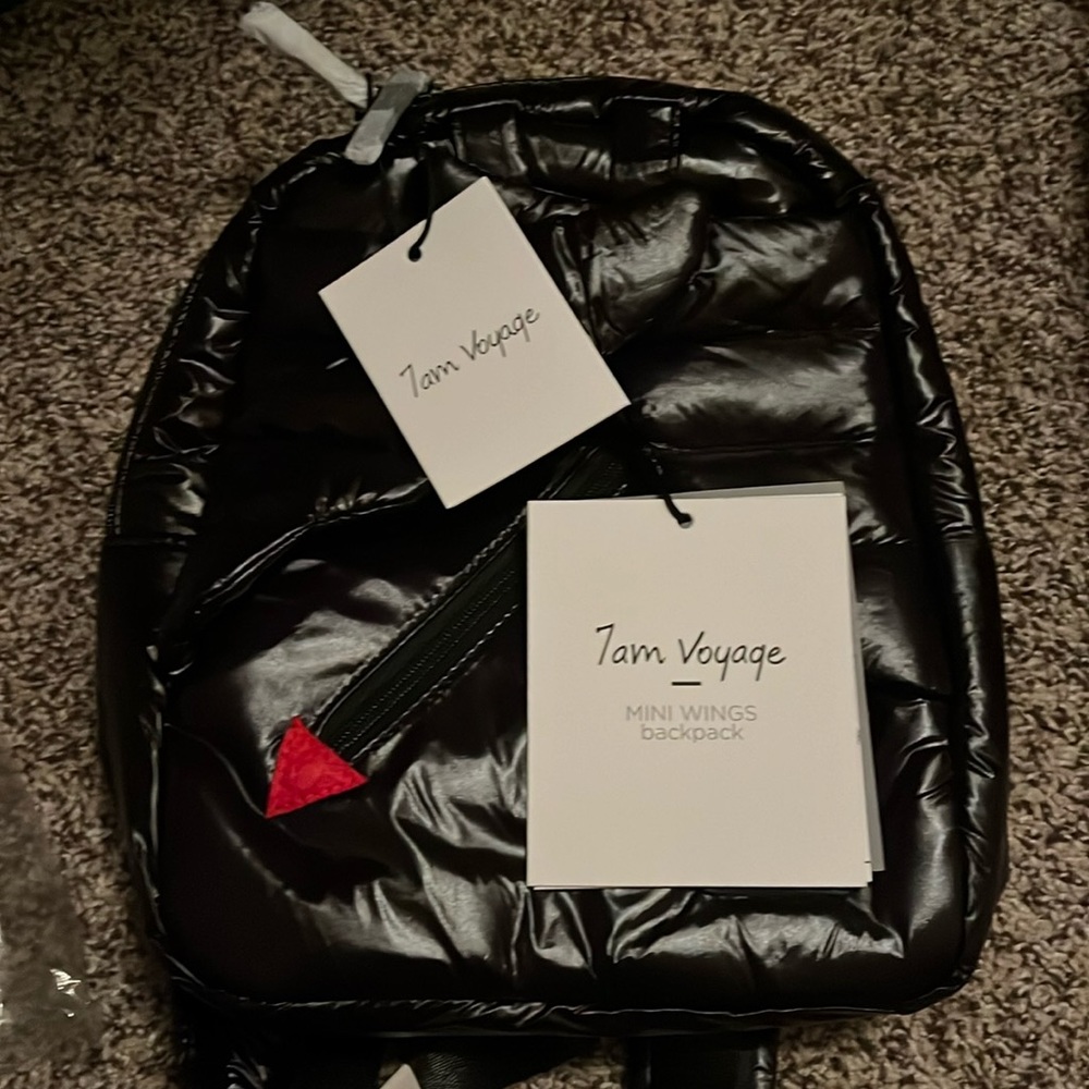 7am Voyage mini wings backpack - new - black - vegan leather